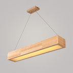 LED Rectangular Chandelier Wood Rustic Ceiling Lighting