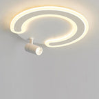 White Arc Flush Mount Light with Spotlight for Study Bedroom