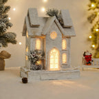 Light up Wooden Christmas Houses Snow Scene Decorative Lamp