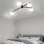 White Glass Bubble Black Semi-Flush Ceiling Light