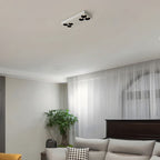 White Rectangular Plate 6-Light Peg Flush Mount Spotlight