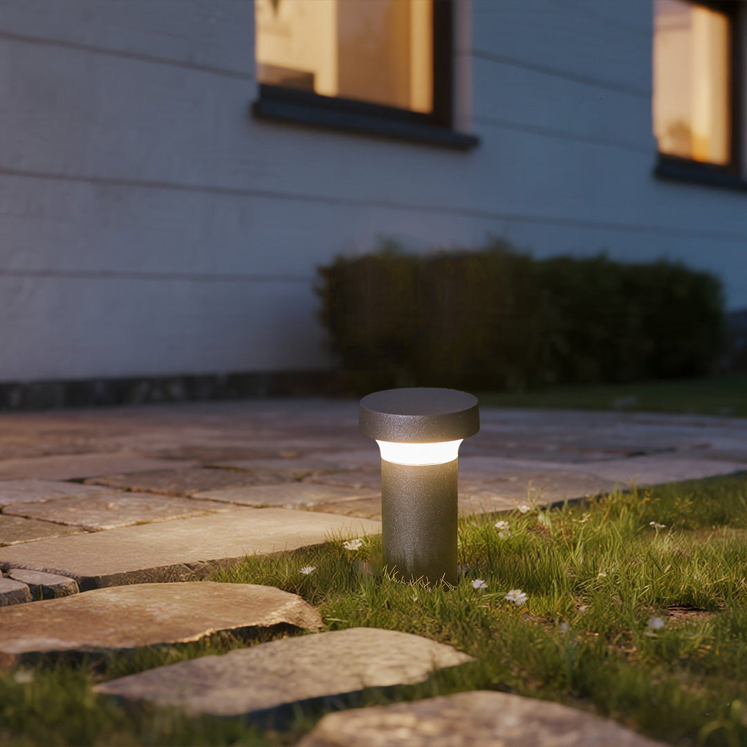 Modern Front Lawn Bollard Light |  Black LED Path Lights