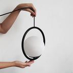 Modern Metal Circle Glass Globe Shaped Pendant Ceiling Light
