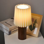 Wood Column Table Lamp with Pleated Empire Lampshade