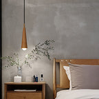 Wood Cone Three Step Dimming Copper LED Modern Pendant Lights Hanging Lamp
