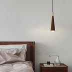 Wood Cone Three Step Dimming Copper LED Modern Pendant Lights Hanging Lamp