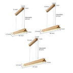 Wood Pendant Lights White PVC Shade Linear Long Strip Ceiling Light