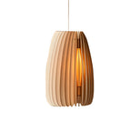 Wood Slat Pendant Light Rustic Handmade LED Ceiling Light