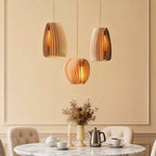 Wood Slat Pendant Light Rustic Handmade LED Ceiling Light