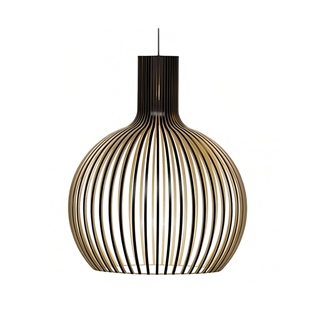 Bird Cage Pendant Light Japanese Basswood Body Wooden Ceiling Light