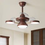 Ceiling Fan with Four Lights French Vintage Iron Art  3-Blade Fan Lamp