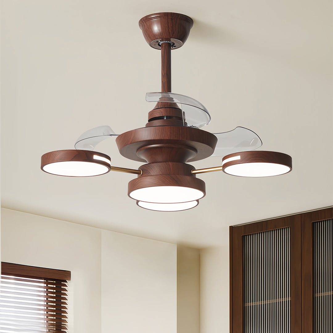 Ceiling Fan with Four Lights French Vintage Iron Art  3-Blade Fan Lamp