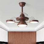 Ceiling Fan with Four Lights French Vintage Iron Art  3-Blade Fan Lamp