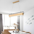 Wooden LED Dining Pendant Light - Rectangle
