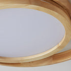 Wooden Oval Rings Round LED Flush Mount Lighting Round Acrylic Ceiling Light Bedroom Ceiling Lamp