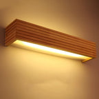 Wooden Wall Lamp Rectangular Waterproof LED Nordic Style Light
