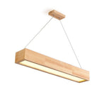 LED Rectangular Chandelier Wood Rustic Ceiling Lighting