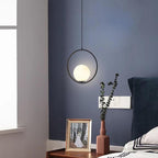 Modern Metal Circle Glass Globe Shaped Pendant Ceiling Light