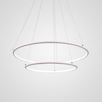 Modern LED Chandelier Minimalist 2-Ring Geometric Lights with Adjustable Height