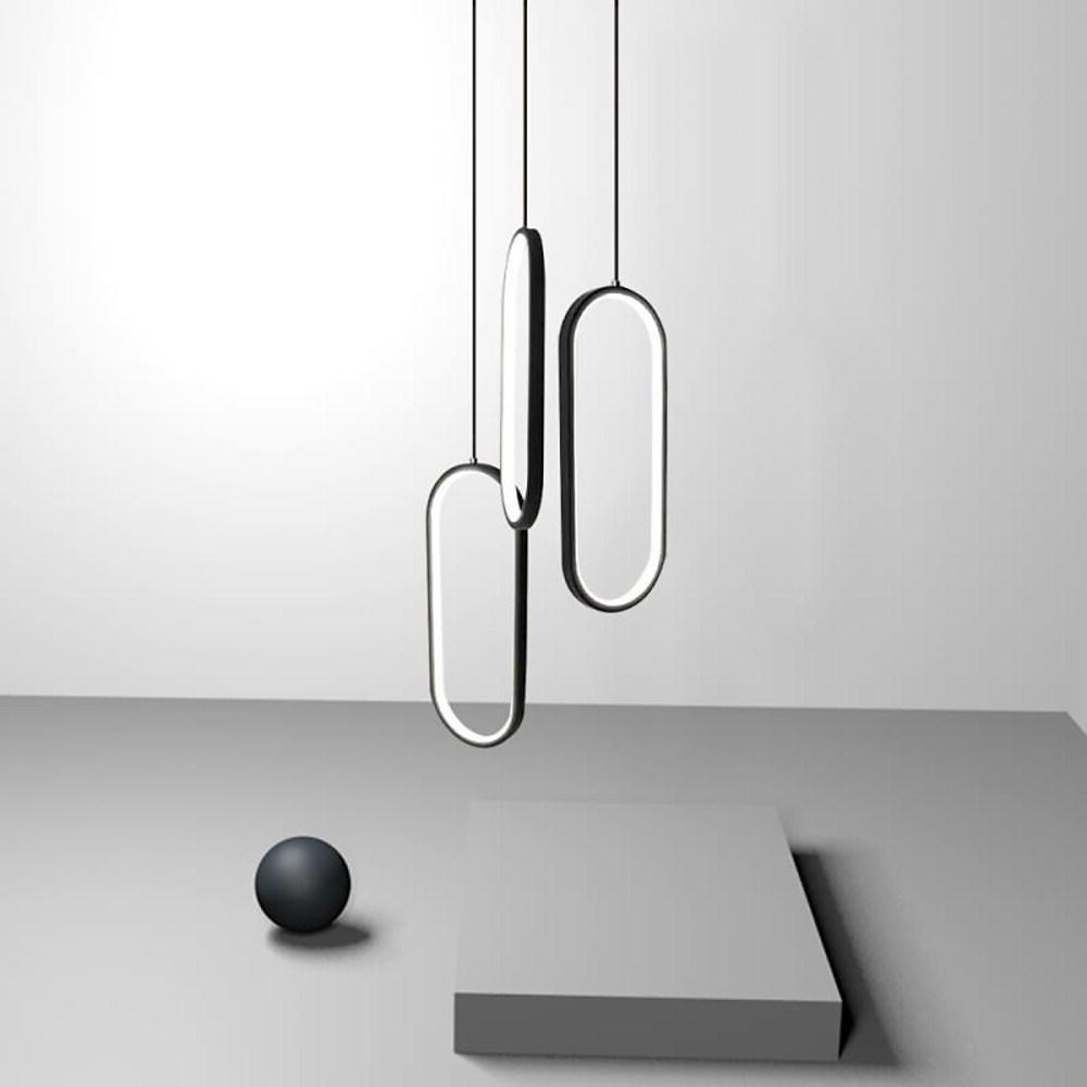 Modern Curved 3 Oval Chandeliers Aluminum Ceiling Light