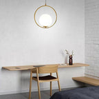 Gold Ring & Globe Glass Pendant Light Nordic Hanging Lamp
