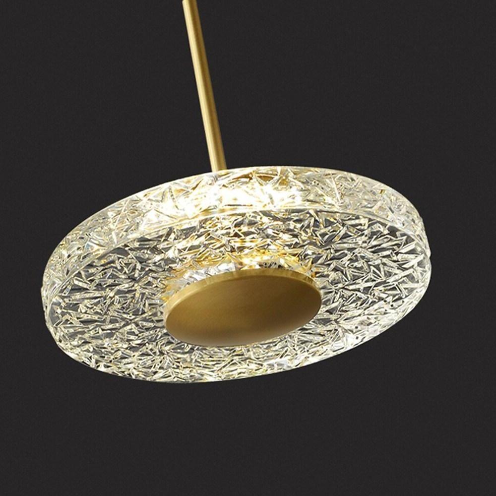 Circular Acrylic Copper LED Gold Glass Mini Pendant Lights Hanging Ceiling Lights