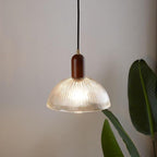 Country Glass Wood Ceiling Lights Bowl Vintage Pendant Lighting
